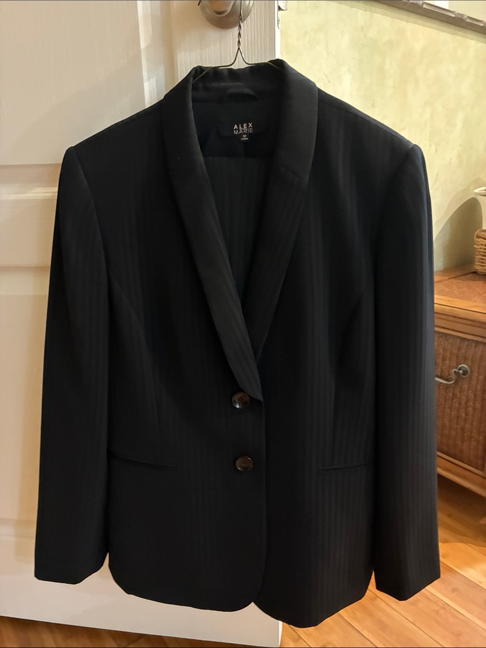 Alex Marie Black Pinstripe Single-Breasted Blazer